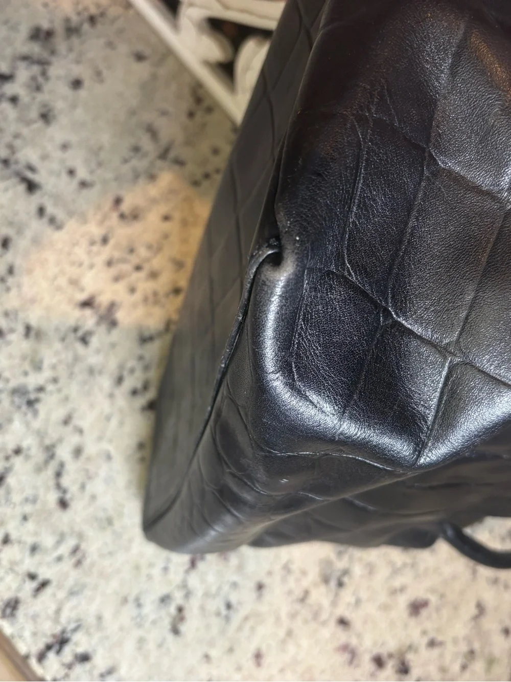 Peruzzi VTG Black Croc-Embossed Leather Satchel Handbag Made in Florence Italy